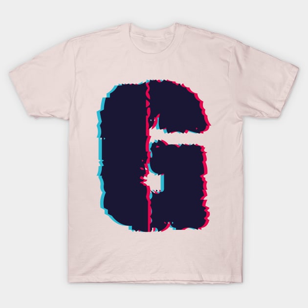 Glitch letter G, distorted letter G T-Shirt by Letter T-shirt